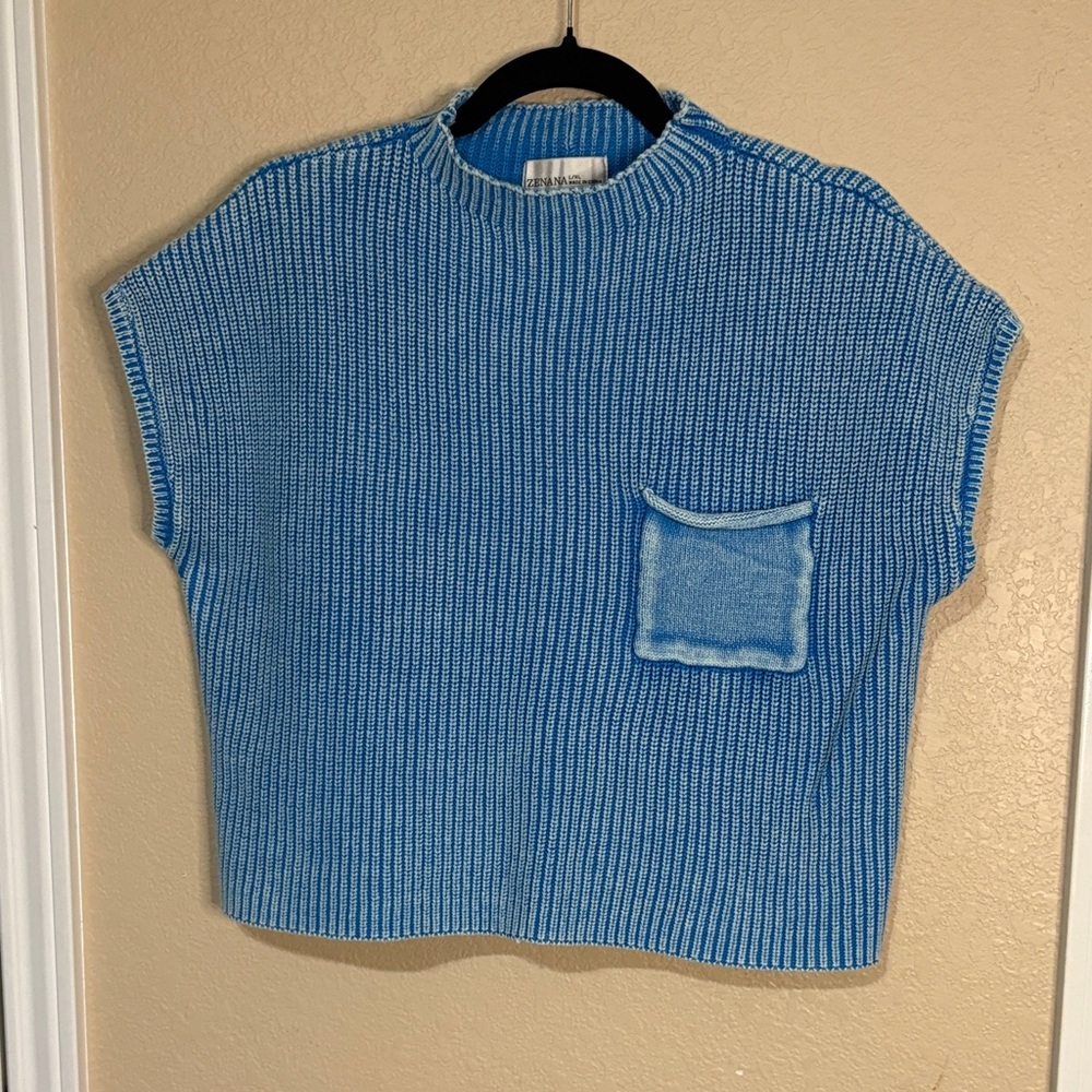 Zenana Outfitters Sky Blue Knit Top